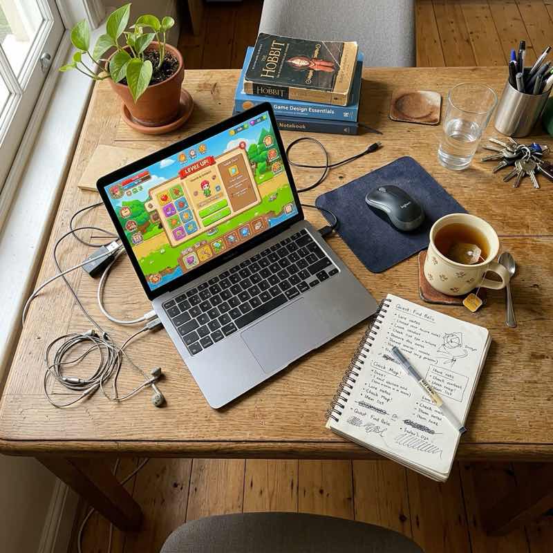 Laptop showing game interface